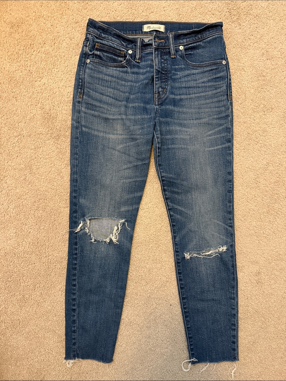 Madewell Blue Distressed Skinny Jeans